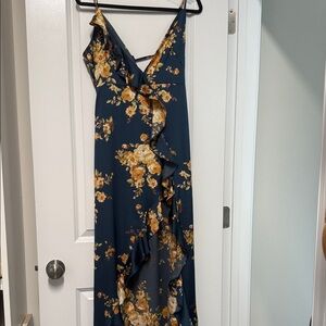 Dress Forum Navy Floral High Low Dress
